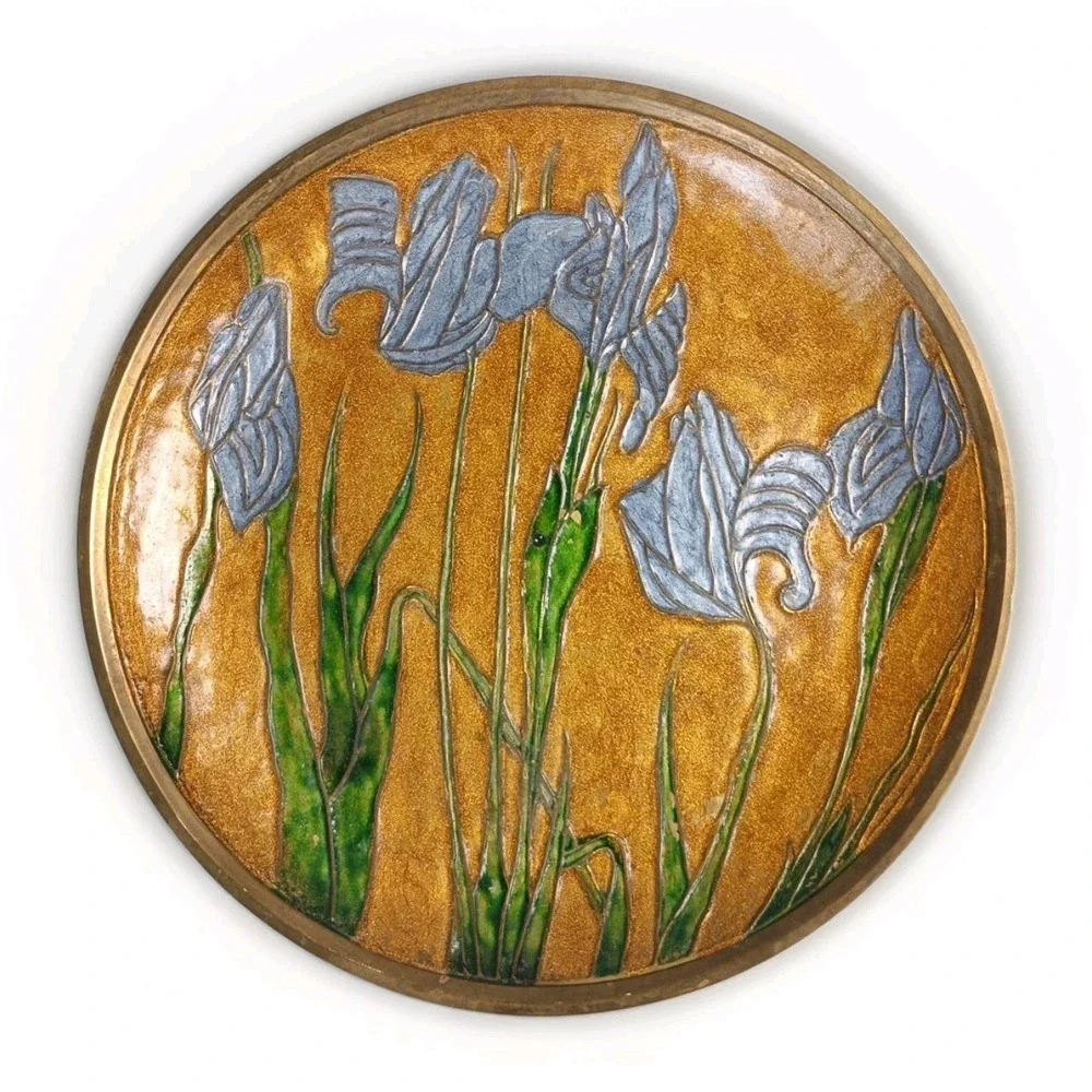 Vintage Penko Industry Hand Painted Brass Cloisonne Plate 7